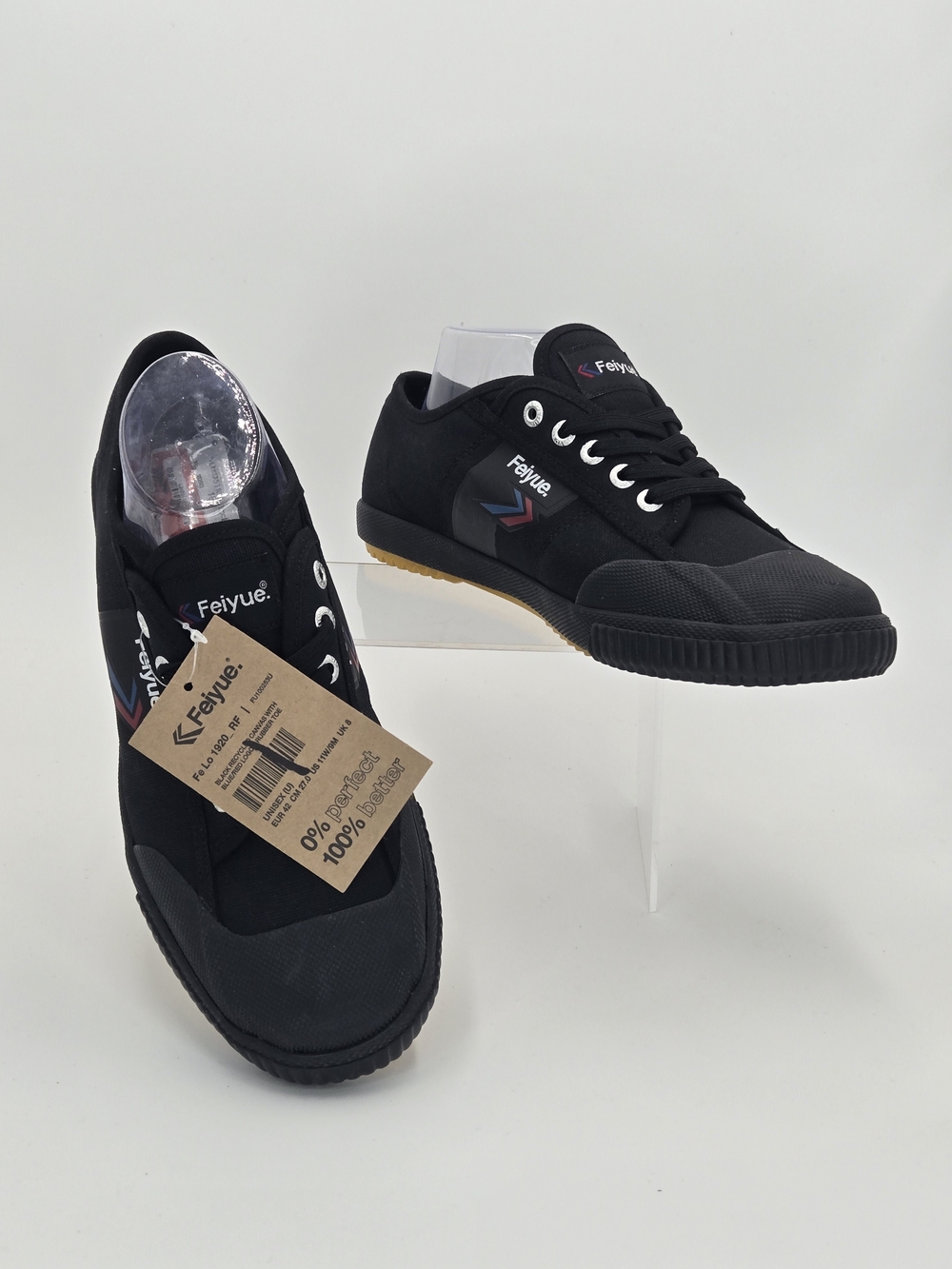 Feiyue Fe Lo 1920 RF Unisex Black Canvas Low-top Sneakers Size Men's 9 Women 11